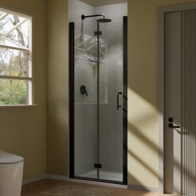 30-31.5 in.W x 72 in.H Bifold Frameless Glass Shower Door,1/4 in. Fold Clear Glass Shower Panel Pivot Swing Shower Doors,Chrome Finish
