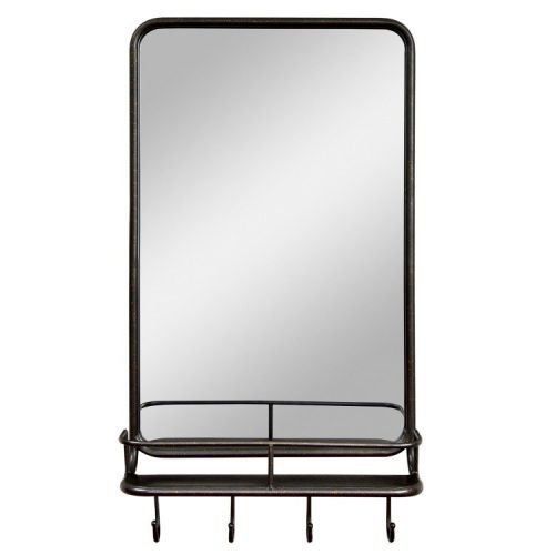 Wall Bathroom Mirror with Shelf Hooks Sturdy Metal Frame for Bedroom Living Room Wall Bathroom Mirror with Shelf Hooks Sturdy Metal Frame for Bedroom Living Room