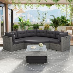 Patio Furniture Set Outdoor Furniture Daybed Rattan Sectional Furniture Set Patio Seating Group With Cushions and Center Table for Patio, Lawn
