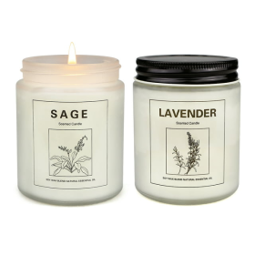 Lavender & Sage Scented Candles Gift, 2 Pack Soy Candle for Home Scented, Jar Aromatherapy Candles, 7 oz