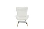 Rocking Chair Nursery, Solid Wood Legs Reading Chair with Teddy Fabric Upholstered , Nap Armchair for Living Rooms, Bedrooms, Offices, Best Gift,White
