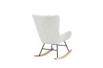 Rocking Chair Nursery, Solid Wood Legs Reading Chair with Teddy Fabric Upholstered , Nap Armchair for Living Rooms, Bedrooms, Offices, Best Gift,White