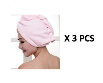 Women's Hair Dryer Cap, Absorbent Dry Hair Towel (Option: 3pcs Pink)