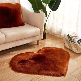 1pc, Fluffy Shaggy Area Rug, Solid Color PV Velvet Carpet, Plush Heart Shape Rug For Valentine's Day Wedding Anniversary Home Floor Decor, For Living (Color: coffee, size: 19.69*23.62inch)