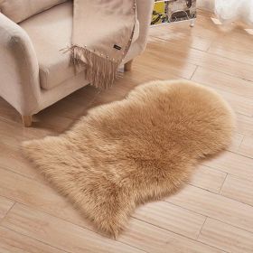 1pc Fluffy Imitation Wool Area Rug, Suede Fleece Bottom Long Imitation Wool Rug, Acrylic 80% Polyester 20%, 23.62*35.43inch, Living Room Bedroom Rug, (Color: Khaki, size: 23.62*35.43inch)