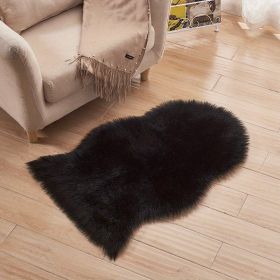 1pc Fluffy Imitation Wool Area Rug, Suede Fleece Bottom Long Imitation Wool Rug, Acrylic 80% Polyester 20%, 23.62*35.43inch, Living Room Bedroom Rug, (Color: Black, size: 23.62*35.43inch)