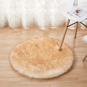1pc Fluffy Imitation Wool Round Area Rug, Suede Fleece Bottom Long Imitation Wool Rug, Acrylic 80% Polyester 20%, 2.36inch Long Wool, Living Room Bedr (Color: White Yellow Tip, size: Diameter 23.62inch)
