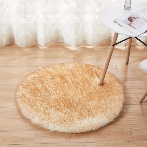 1pc Fluffy Imitation Wool Round Area Rug, Suede Fleece Bottom Long Imitation Wool Rug, Acrylic 80% Polyester 20%, 2.36inch Long Wool, Living Room Bedr