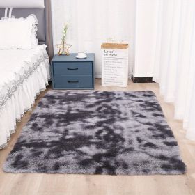 1pc, Plush Silk Fur Rug for Indoor Bedroom and Living Room - Soft and Luxurious Floor Mat (Color: Tie-dye Dark Gray, size: 47.24*62.99inch)