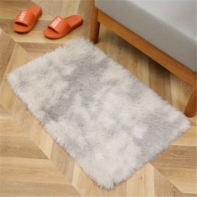 1pc, Plush Silk Fur Rug for Indoor Bedroom and Living Room - Soft and Luxurious Floor Mat (Color: Tie-dye Light Gray, size: 23.62*35.43inch)
