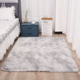 1pc, Plush Silk Fur Rug for Indoor Bedroom and Living Room - Soft and Luxurious Floor Mat (Color: Tie-dye Light Gray, size: 35.4*59.1 inch)