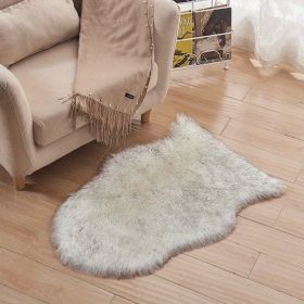 1pc Fluffy Imitation Wool Area Rug, Suede Fleece Bottom Long Imitation Wool Rug, Acrylic 80% Polyester 20%, 23.62*35.43inch, Living Room Bedroom Rug, (Color: White Gray Tip, size: 23.62*35.43inch)