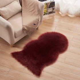 1pc Fluffy Imitation Wool Area Rug, Suede Fleece Bottom Long Imitation Wool Rug, Acrylic 80% Polyester 20%, 23.62*35.43inch, Living Room Bedroom Rug, (Color: Burgundy, size: 23.62*35.43inch)