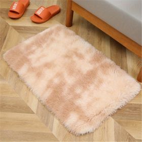 1pc, Plush Silk Fur Rug for Indoor Bedroom and Living Room - Soft and Luxurious Floor Mat (Color: Tie-dye Beige, size: 15.75*23.62inch)