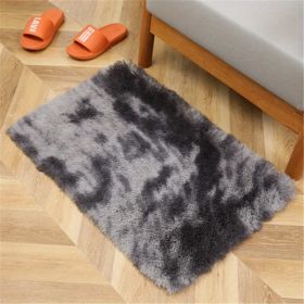 1pc, Plush Silk Fur Rug for Indoor Bedroom and Living Room - Soft and Luxurious Floor Mat (Color: Tie-dye Dark Gray, size: 15.75*23.62inch)