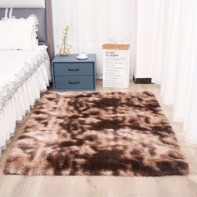 1pc, Plush Silk Fur Rug for Indoor Bedroom and Living Room - Soft and Luxurious Floor Mat (Color: Tie-dye Brown, size: 35.4*59.1 inch)