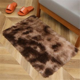1pc, Plush Silk Fur Rug for Indoor Bedroom and Living Room - Soft and Luxurious Floor Mat (Color: Tie-dye Brown, size: 15.75*23.62inch)