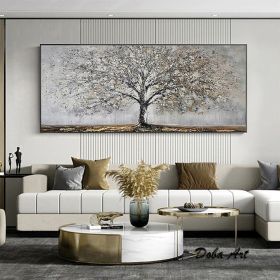Handmade Oil Painting Canvas Wall Art Decoration Abstract Blooming Texture Tree Painting Abstract Plant Painting Home Living Room Bedroom Luxurious De (Style: 1, size: 50x100cm)