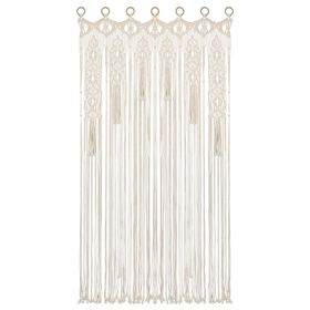 Boho Macrame Curtain for Window Doorway Room Divider Large Long Macrame Wall Hanging Bohemian Home Wedding Decor (size: 79 x 35 inches)