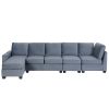[VIDEO provided] [New] 138*57" Modern L shape Sectional Sofa, 6-seat Velvet Fabric Couch with Convertible Chaise Lounge,Freely Combinable Indoor Furni