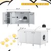 Litter Box Enclosure, Cat Litter Box Furniture with Hidden Plug, 3 Doors,Indoor Cat Washroom Storage Bench Side Table Cat House, Large Wooden Enclused