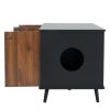 Litter Box Enclosure, Cat Litter Box Furniture with Hidden Plug, 3 Doors,Indoor Cat Washroom Storage Bench Side Table Cat House, Large Wooden Enclused