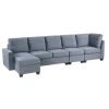 [VIDEO provided] [New] 138*57" Modern L shape Sectional Sofa, 6-seat Velvet Fabric Couch with Convertible Chaise Lounge,Freely Combinable Indoor Furni