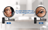 8-inch Wall Mounted Makeup Vanity Mirror, 1X / 10X Magnification Mirror, 360¬∞ Swivel with Extension Arm