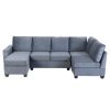 [VIDEO provided] [New] 138*57" Modern L shape Sectional Sofa, 6-seat Velvet Fabric Couch with Convertible Chaise Lounge,Freely Combinable Indoor Furni