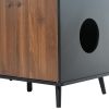 Litter Box Enclosure, Cat Litter Box Furniture with Hidden Plug, 3 Doors,Indoor Cat Washroom Storage Bench Side Table Cat House, Large Wooden Enclused