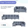 [VIDEO provided] [New] 138*57" Modern L shape Sectional Sofa, 6-seat Velvet Fabric Couch with Convertible Chaise Lounge,Freely Combinable Indoor Furni