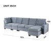 [VIDEO provided] [New] 138*57" Modern L shape Sectional Sofa, 6-seat Velvet Fabric Couch with Convertible Chaise Lounge,Freely Combinable Indoor Furni