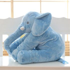 aSoft Comfort Elephant Plush Toy  Accompany Sleeping Baby Sleep Child Pillow Leather Shell (Option: Blue-60cm)